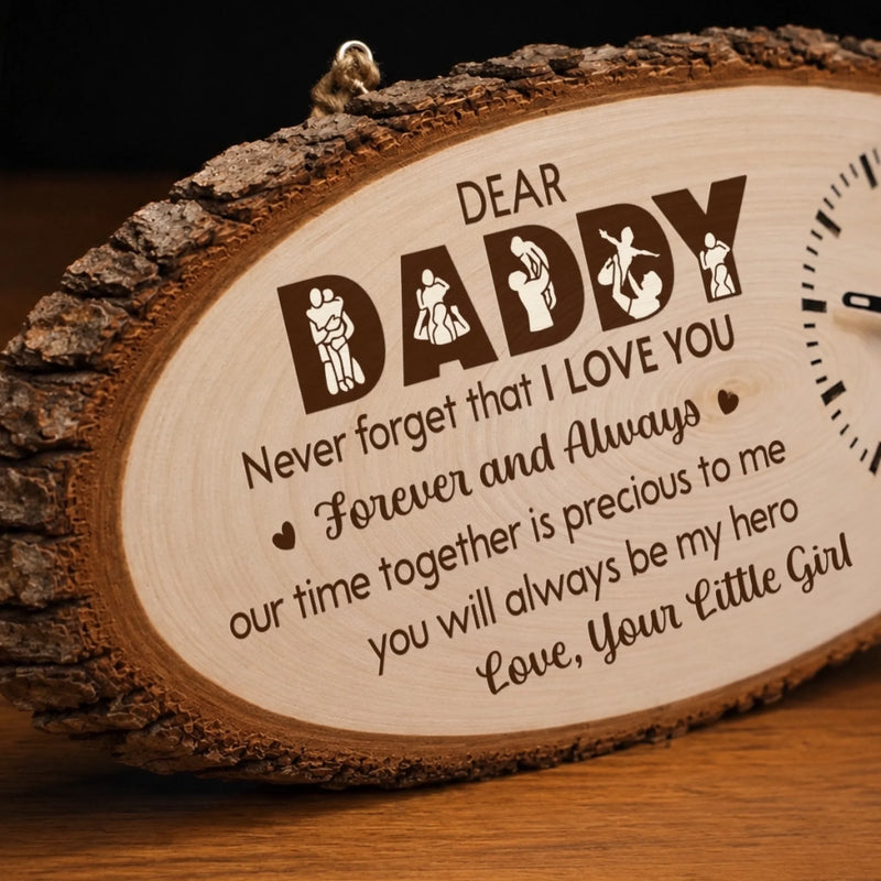 Custom Wooden Clock - Personalized Father's Day Birthday Gifts For Dad, Grandpa - Dad Is Forever My Hero
