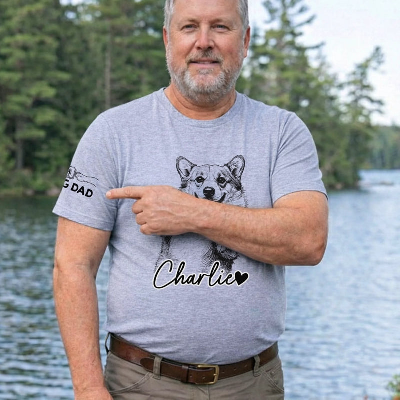 Custom Unisex T-Shirt With Design On Sleeve - Personalized Father's Day Gifts For Dog Cat Lovers, Dog Dad And Mom, Cat Owners - My Little Happiness