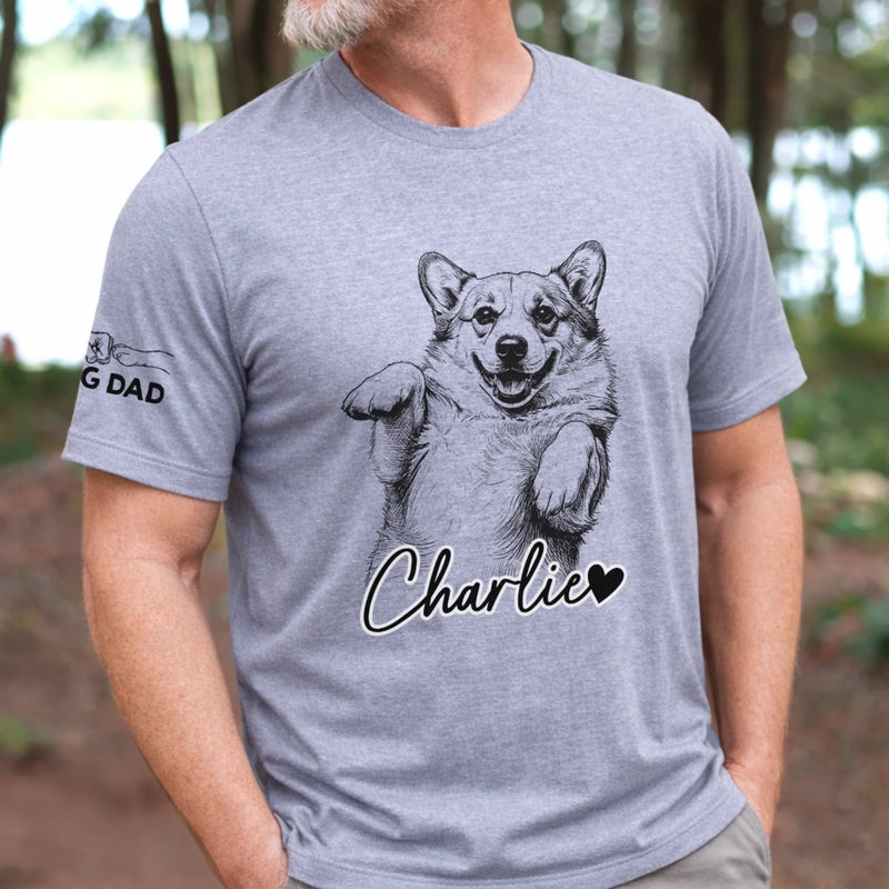 Custom Unisex T-Shirt With Design On Sleeve - Personalized Father's Day Gifts For Dog Lovers, Dog Dad - My Little Happiness