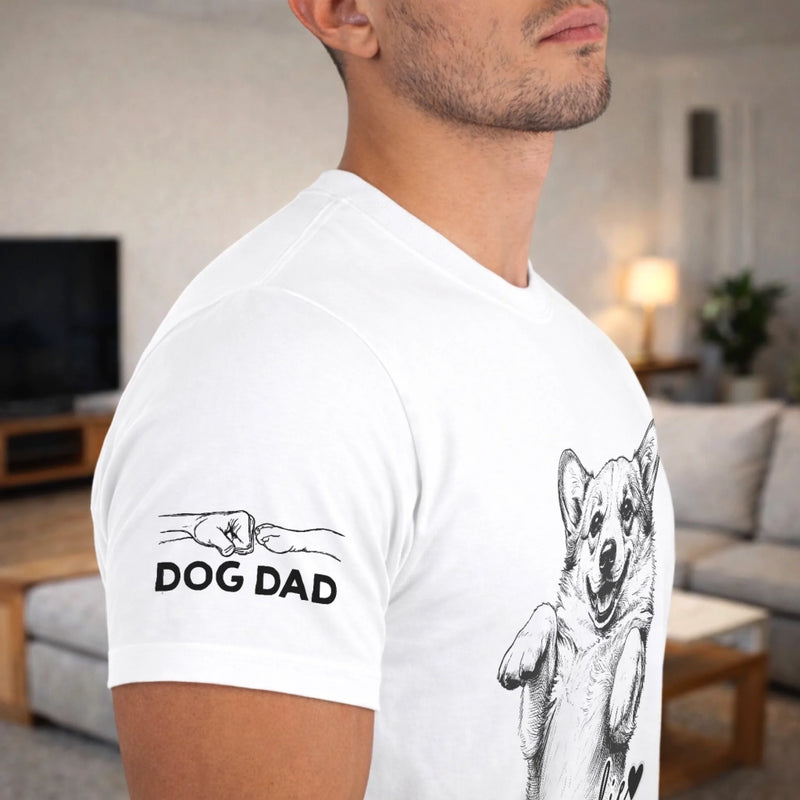 Custom Unisex T-Shirt With Design On Sleeve - Personalized Father's Day Gifts For Dog Lovers, Dog Dad - My Little Happiness