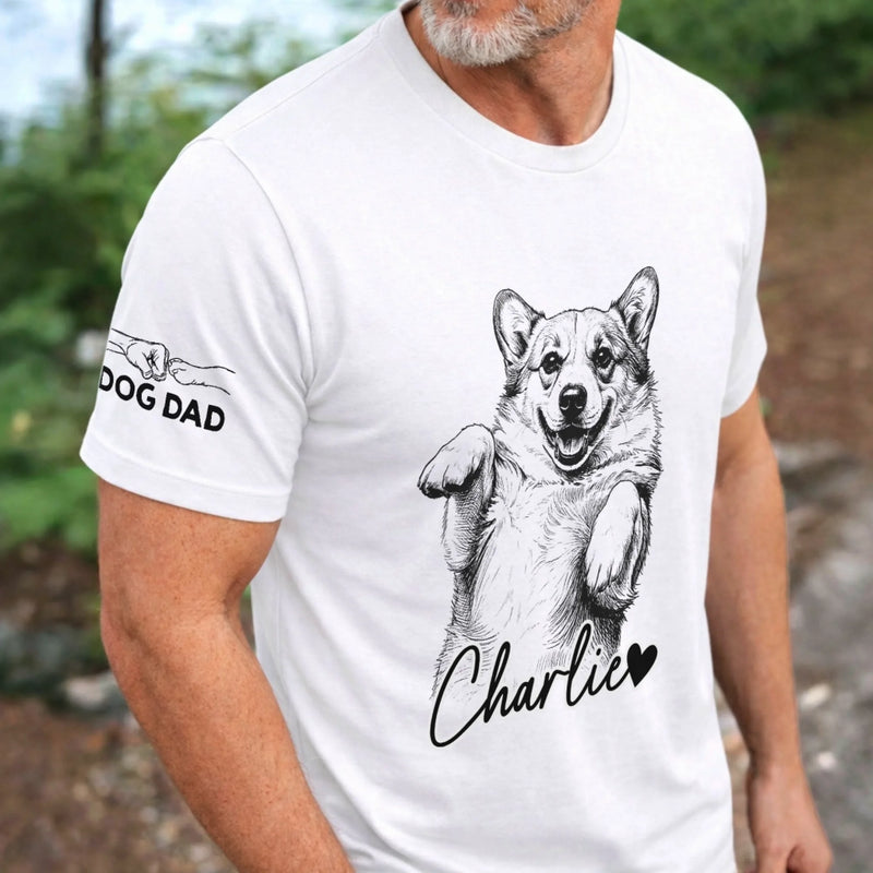 Custom Unisex T-Shirt With Design On Sleeve - Personalized Father's Day Gifts For Dog Lovers, Dog Dad - My Little Happiness