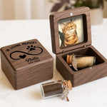 Custom Photo Wooden Pet Fur Keepsake Box - Personalized Pet Memorial Sympathy Gifts For Cat Lovers - Forever In My Heart