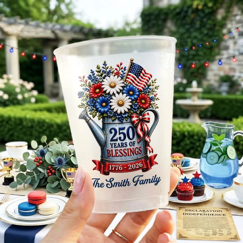 Custom Party Cups - Personalized America 250th Anniversary Gifts For Mom, Dad, Brother, Sister, Kids - Land Of The Free Cheers