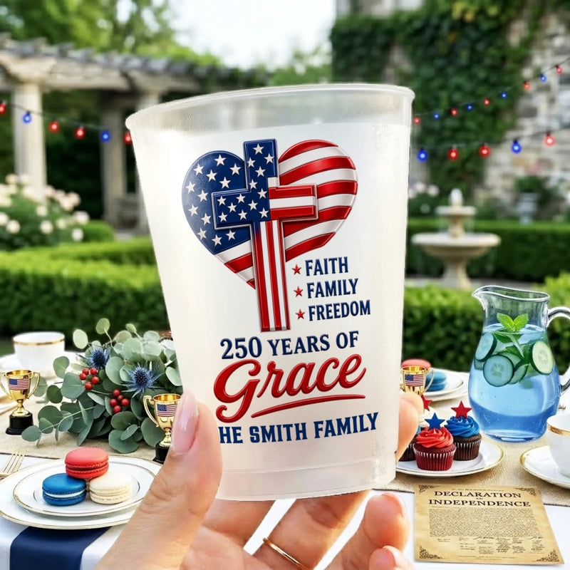 Custom Party Cups - Personalized America 250th Anniversary Gifts For Mom, Dad, Brother, Sister, Kids - Family Freedom Fiesta