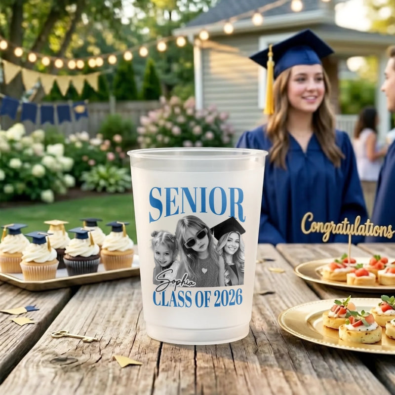Custom Photo Graduation Cups - Personalized Graduation Gifts For Him, Her - Too Glam To Graduate Quietly
