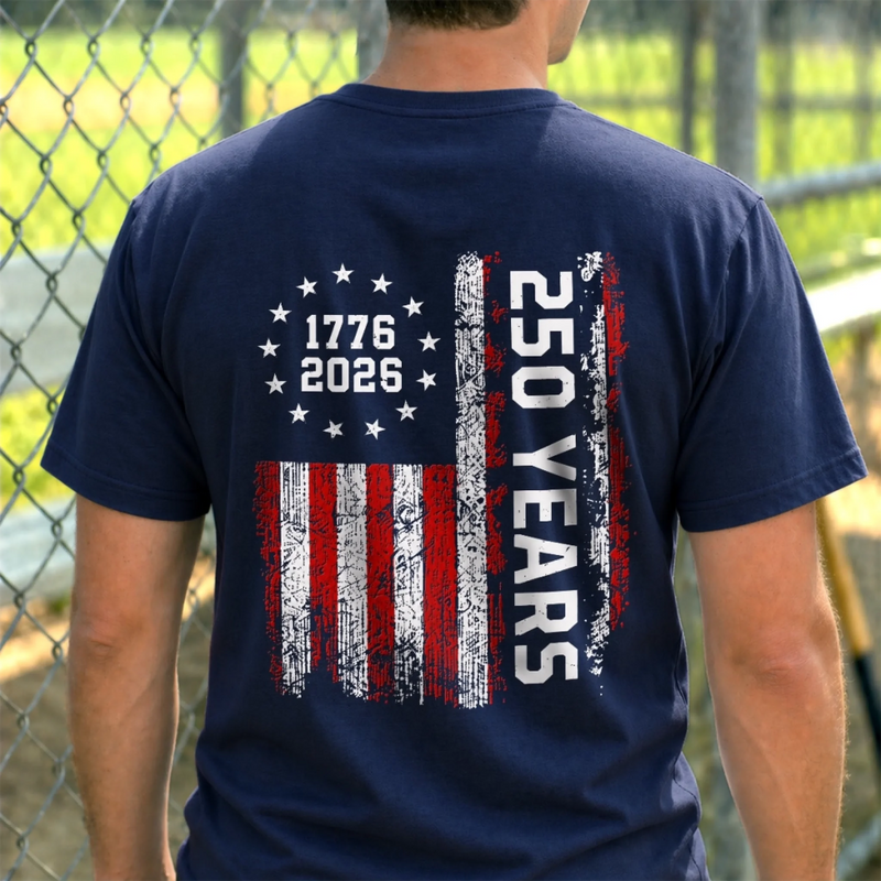 Custom T-shirt - Personalized America 250th Anniversary Gifts For Dad, Grandpa - Raised American Proud