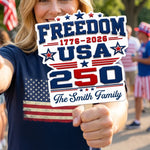 Custom Hand Fan - Personalized America 250th Anniversary Gifts For Mom, Dad, Brother, Sister, Kids - Happy 250th Birthday