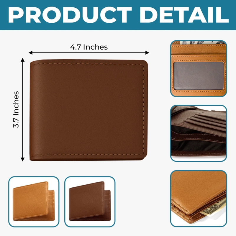 Custom Photo Engraved Bifold Leather Wallet Two Sides - Personalized Father's Day Birthday Gifts For Dad - You Are My Hero