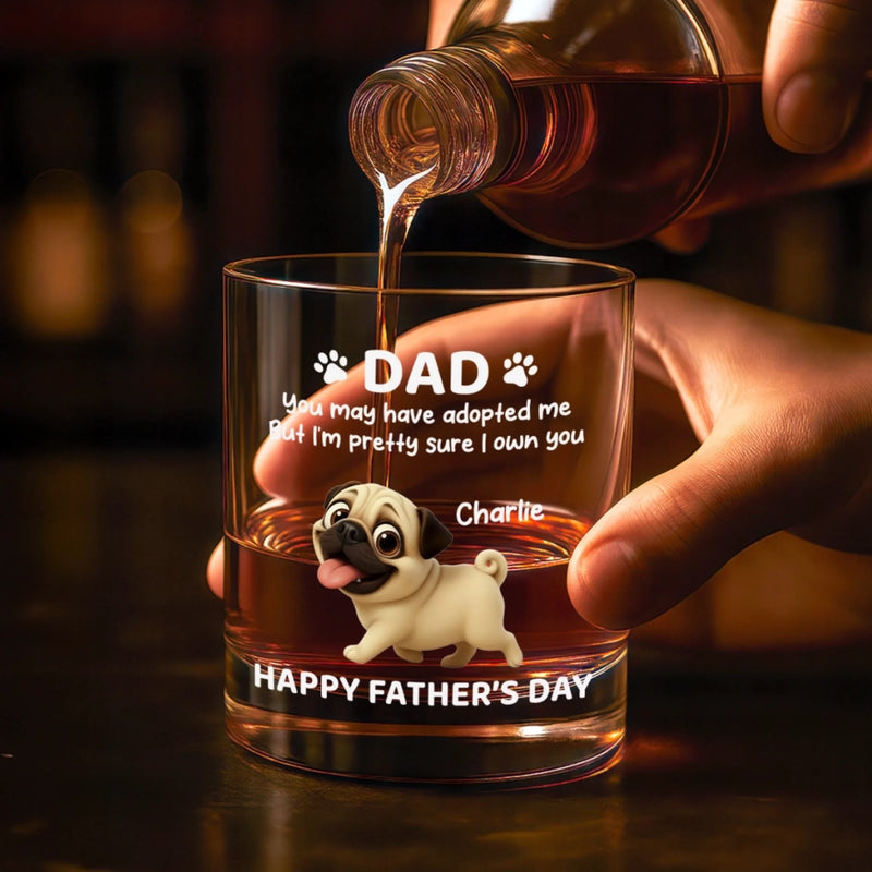 Custom Whiskey Glass - Personalized Father's Day Gifts For Dog Cat Lovers, Dog Dad And Mom, Cat Owners - Dad’s Little Boss