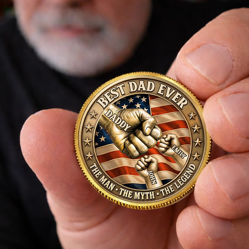 Custom Commemorative Keepsake Coin - Personalized America 250th Anniversary Father's Day Gifts For Dad, Grandpa - The Man, The Myth, The Dad
