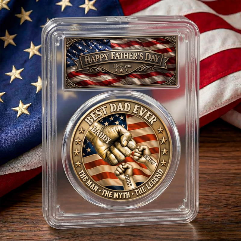 Custom Commemorative Keepsake Coin - Personalized America 250th Anniversary Father's Day Gifts For Dad, Grandpa - The Man, The Myth, The Dad