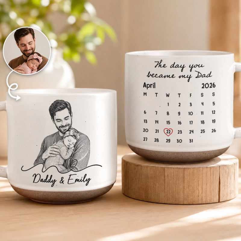 Custom Photo Printed Pottery Mug - Personalized Father's Day, Baby Shower, Gender Reveal Gifts For New Moms, New Dads, New Parents - Tiny Hands, Biggest Love
