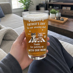 Custom Beer Glass - Personalized Father's Day Birthday Gifts For Dog Cat Lovers, Dog Dad And Mom, Cat Owners - Love Comes With Four Paws
