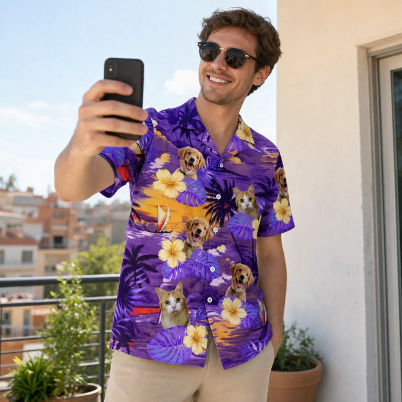 Custom Photo Forget The City, We Enjoy Our Summertime - Dog & Cat Personalized Custom Unisex Tropical Hawaiian Aloha Shirt - Summer Vacation Gift, Gift For Pet Owners, Pet Lovers