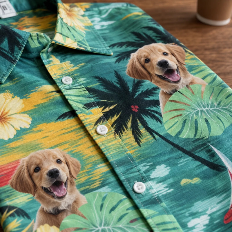 Custom Photo Forget The City, We Enjoy Our Summertime - Dog & Cat Personalized Custom Unisex Tropical Hawaiian Aloha Shirt - Summer Vacation Gift, Gift For Pet Owners, Pet Lovers