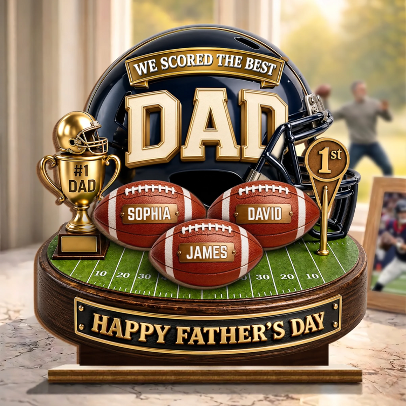 Custom 2-Layered Wooden Plaque - Personalized Father's Day Birthday American Football Gifts For Dad, Grandpa, Football Lovers, Sports Fans, Sports Lovers - Game Day Energy