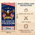 Custom Beach Towel - Personalized America 250th Anniversary Gifts For Mom, Dad, Brother, Sister, Kids - United By Freedom And Pride