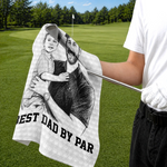 Custom Photo Golf Towel - Personalized Father's Day Birthday Golf Gifts For Dad, Grandpa - Tee Time Is The Best Time