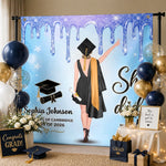 Custom Backdrop - Personalized Graduation Gifts For Him, Her - She Came, She Slayed, She Graduated