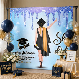 Custom Backdrop - Personalized Graduation Gifts For Him, Her - She Came, She Slayed, She Graduated