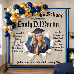 Custom Photo Backdrop - Personalized Graduation Gifts For Him, Her - She Earned The Spotlight