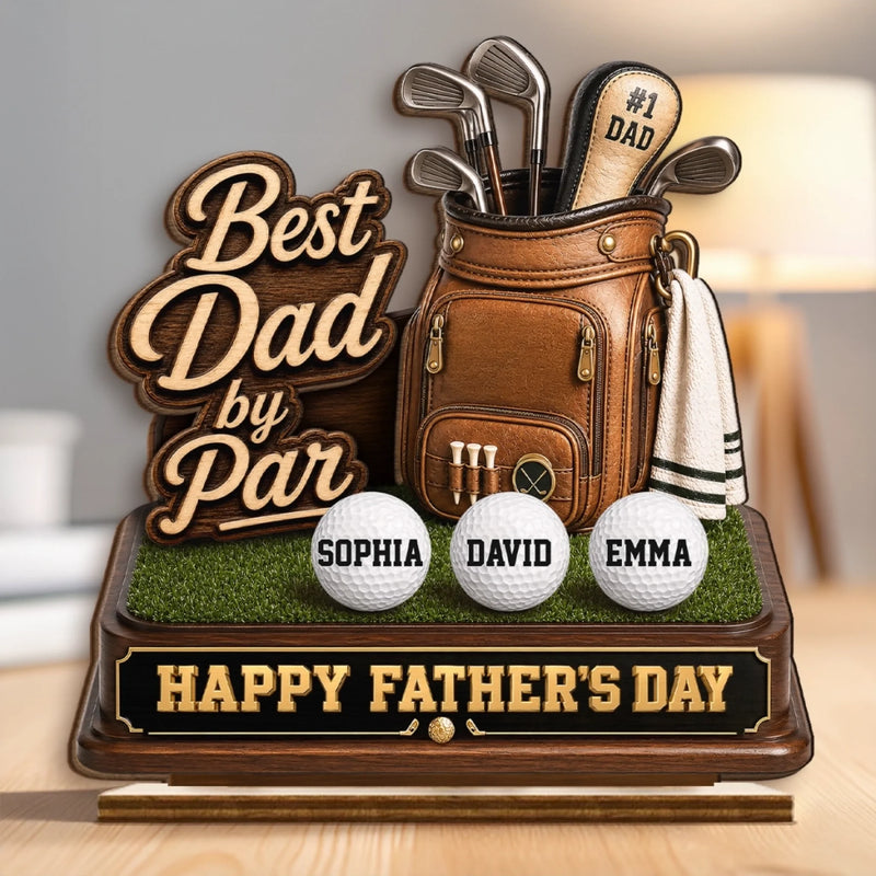 Custom 2-Layered Wooden Plaque - Personalized Father's Day Birthday Golf Gifts For Dad, Grandpa - Swing Easy Live Happy