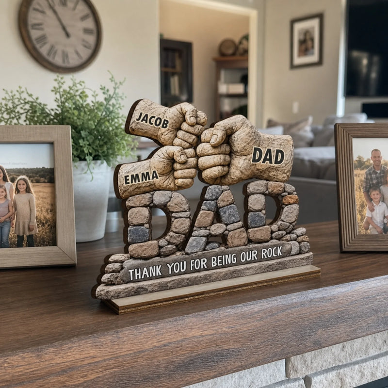 Custom 2-Layered Wooden Plaque - Personalized Father's Day Birthday Gifts For Dad, Grandpa - Strong Roots Loving Heart