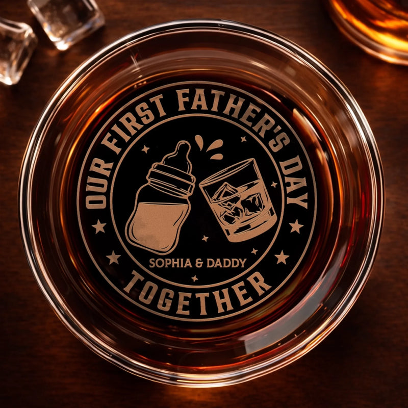 Custom Whiskey Glass - Personalized Father's Day, Baby Shower, Gender Reveal Gifts For New Dads, New Grandpas - Tiny Human Big Cheers