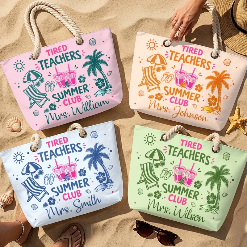 Custom Beach Bag - Personalized Summer Vacation And Travel Gifts For Teachers - Teacher Off Duty