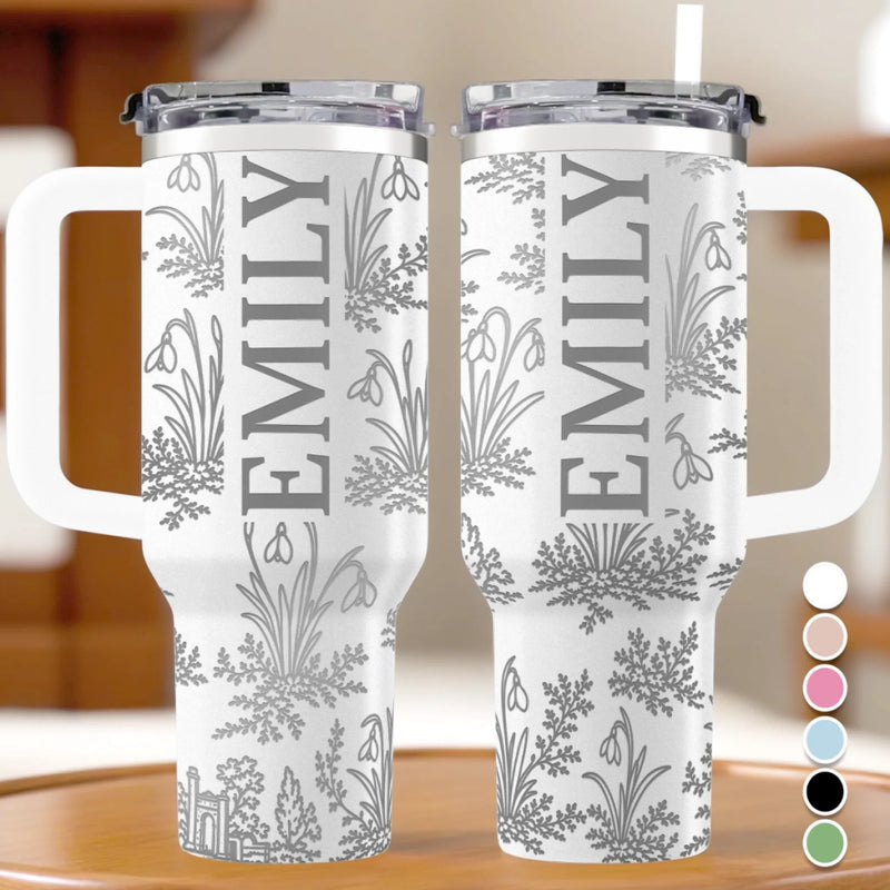Custom Engraved 40oz Tumbler With Handle - Personalized Birthday Gifts For Besties, Sisters, BFF, Family, Yourself - One Sip At A Time