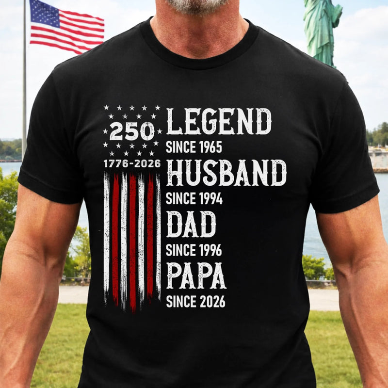Custom T-shirt, Hoodie - Personalized America 250th Anniversary Father's Day Gifts For Dad, Grandpa - Stars Stripes And Legacy