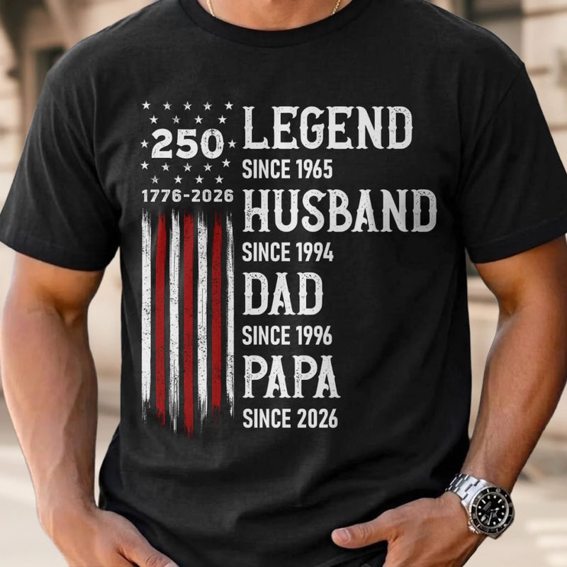 Custom T-shirt, Hoodie - Personalized America 250th Anniversary Father's Day Gifts For Dad, Grandpa - Stars Stripes And Legacy