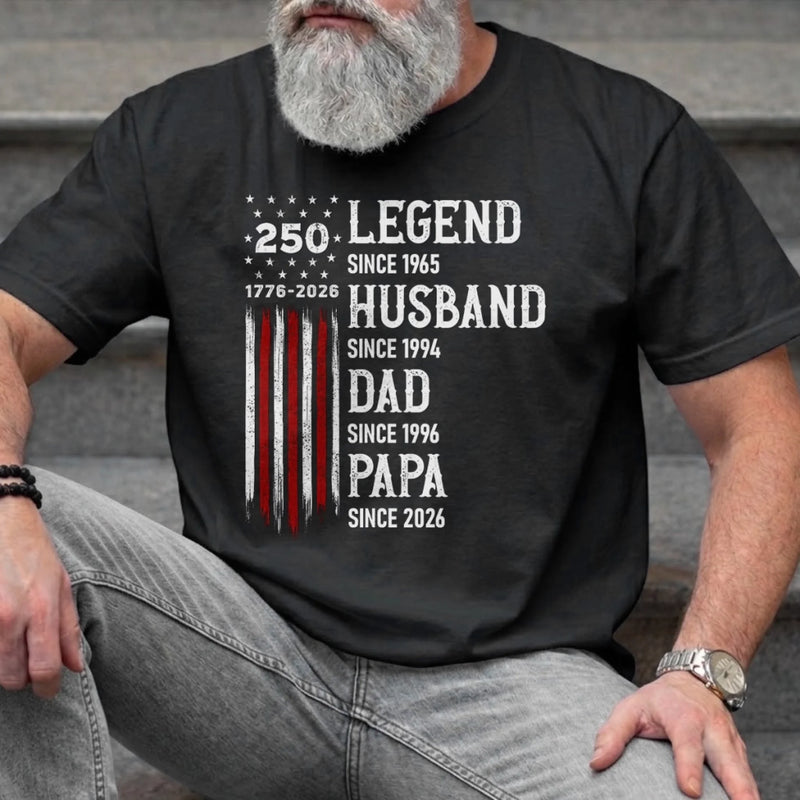 Custom T-shirt, Hoodie - Personalized America 250th Anniversary Father's Day Gifts For Dad, Grandpa - Stars Stripes And Legacy