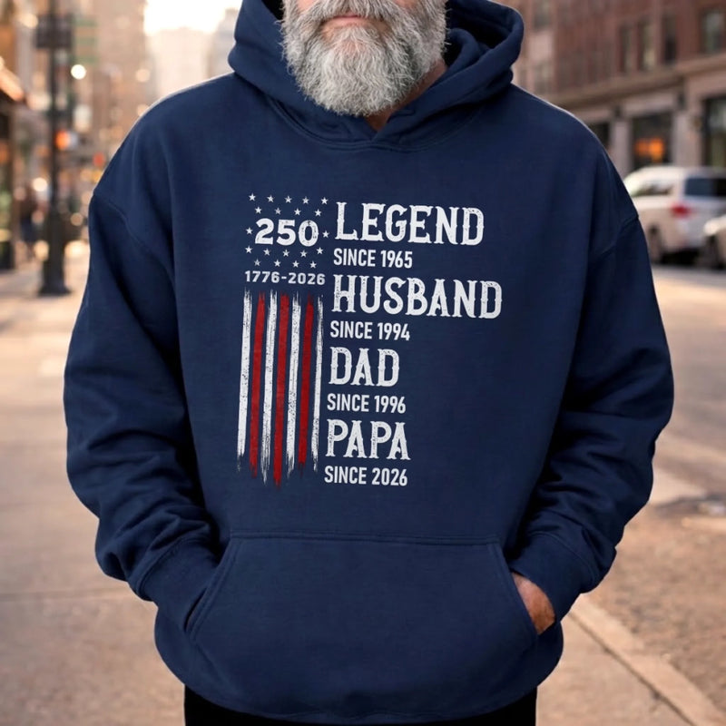 Custom T-shirt, Hoodie - Personalized America 250th Anniversary Father's Day Gifts For Dad, Grandpa - Stars Stripes And Legacy