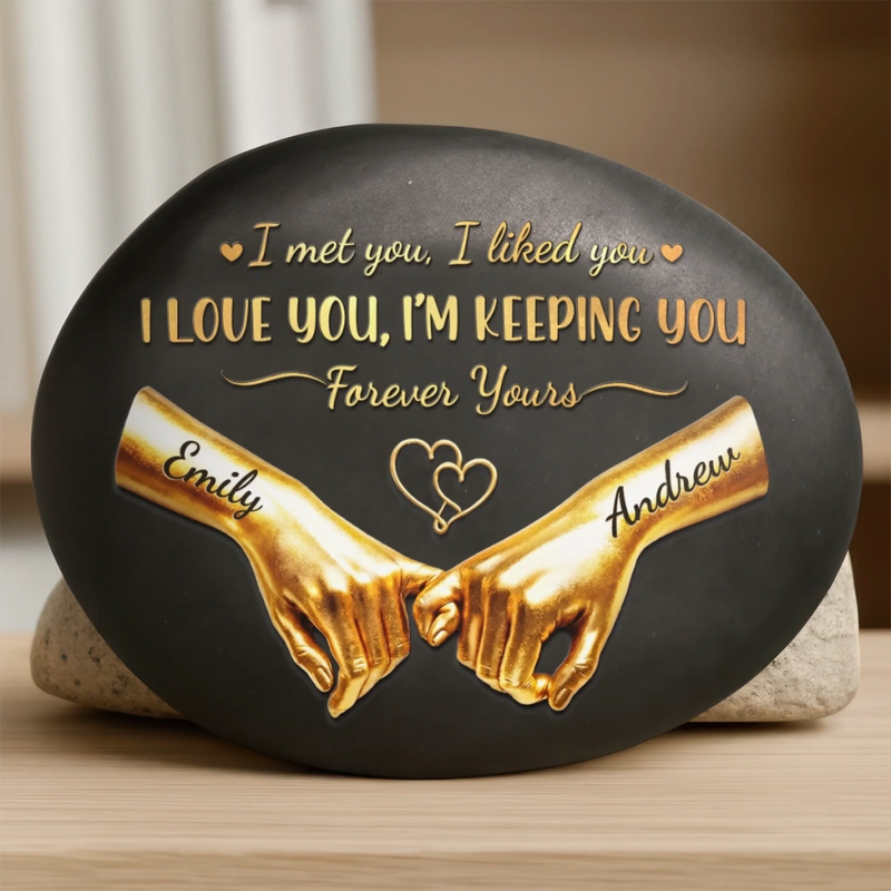 Custom Printed Rock - Personalized Anniversary Wedding Gifts For Husband And Wife, Him And Her - Love Sealed With Pinky Promises