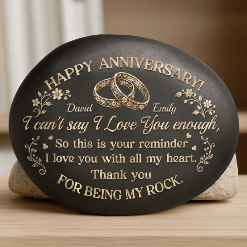 Custom Printed Rock - Personalized Anniversary Wedding Gifts For Husband And Wife, Him And Her - Love You More Every Anniversary