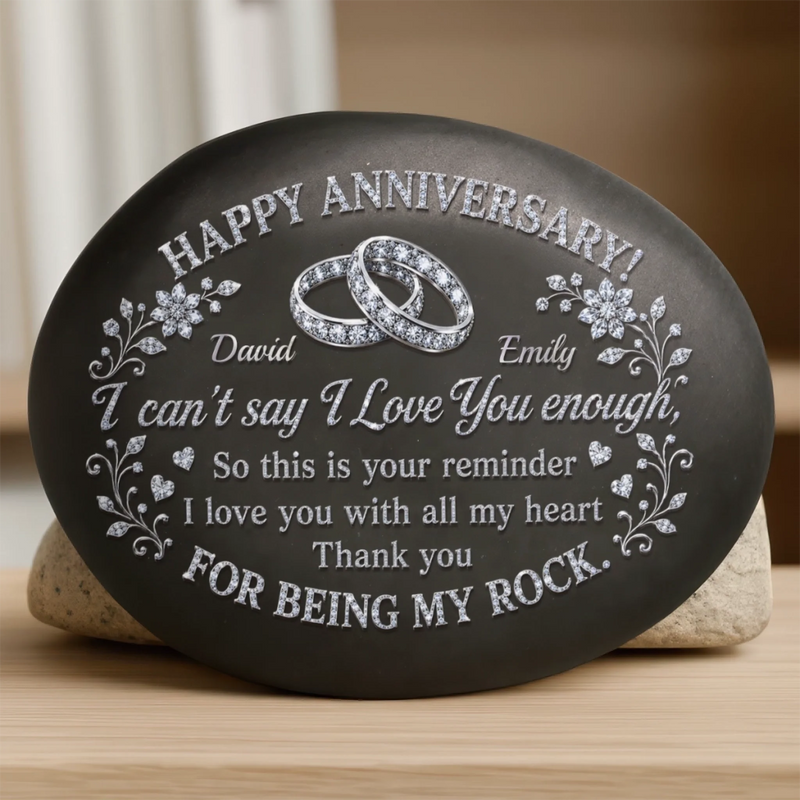 Custom Printed Rock - Personalized Anniversary Wedding Gifts For Husband And Wife, Him And Her - Together Till The Very End
