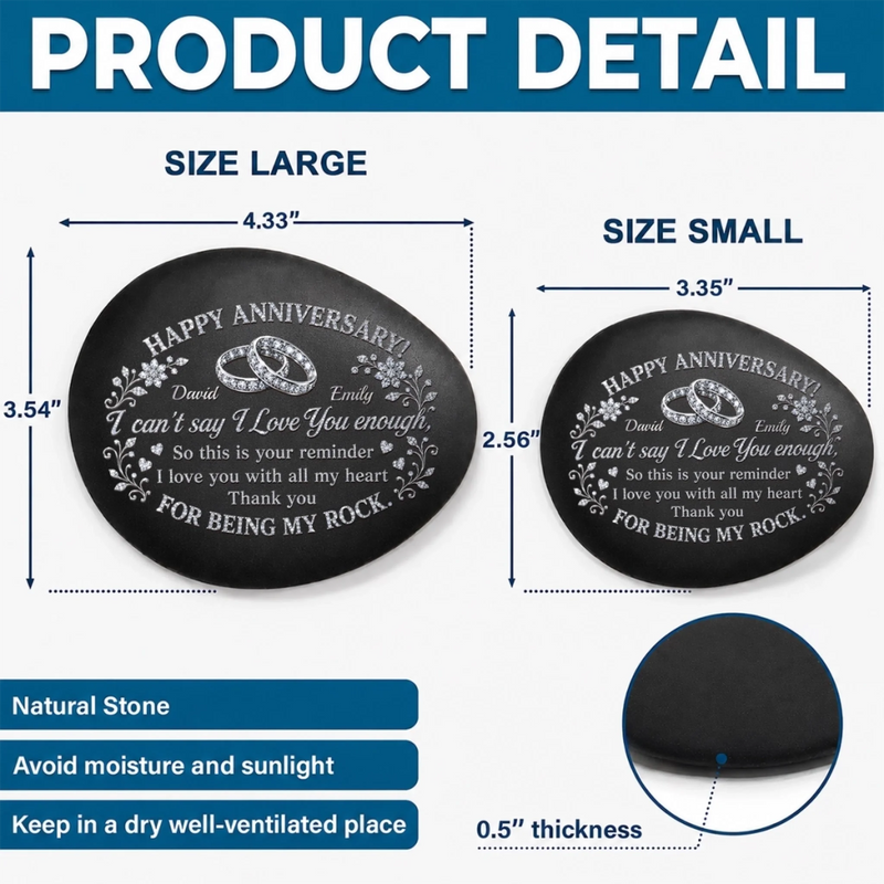 Custom Printed Rock - Personalized Anniversary Wedding Gifts For Husband And Wife, Him And Her - Together Till The Very End