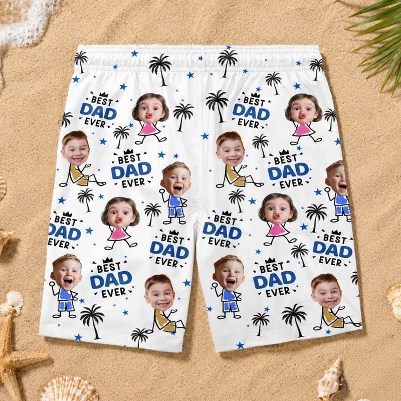 Custom Photo Tropical Hawaiian Aloha Men Beach Shorts - Personalized Father's Day Birthday Gifts For Dad, Grandpa - Strong Like Dad Everyday