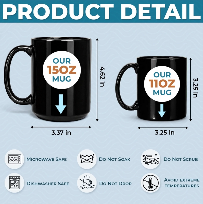 Custom Black Mug - Personalized Father's Day, Baby Shower, Gender Reveal Gifts For New Moms, New Dads, New Parents - New Adventures Begin With Us
