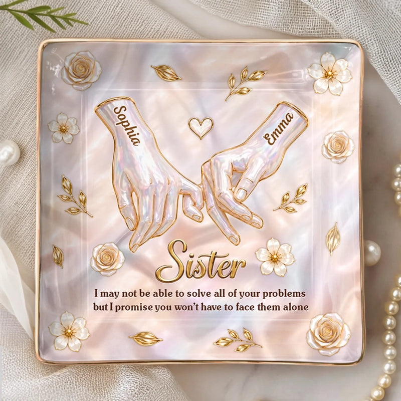 Custom Full-Print Jewelry Dish - Personalized Best Friend Birthday Gifts For Women, Besties, Sisters, BFF - Pinky Promises Never Expire