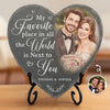Custom Photo Heart Shaped Stone With Stand - Personalized Anniversary Wedding Gifts For Husband And Wife, Him And Her - Always Next To You
