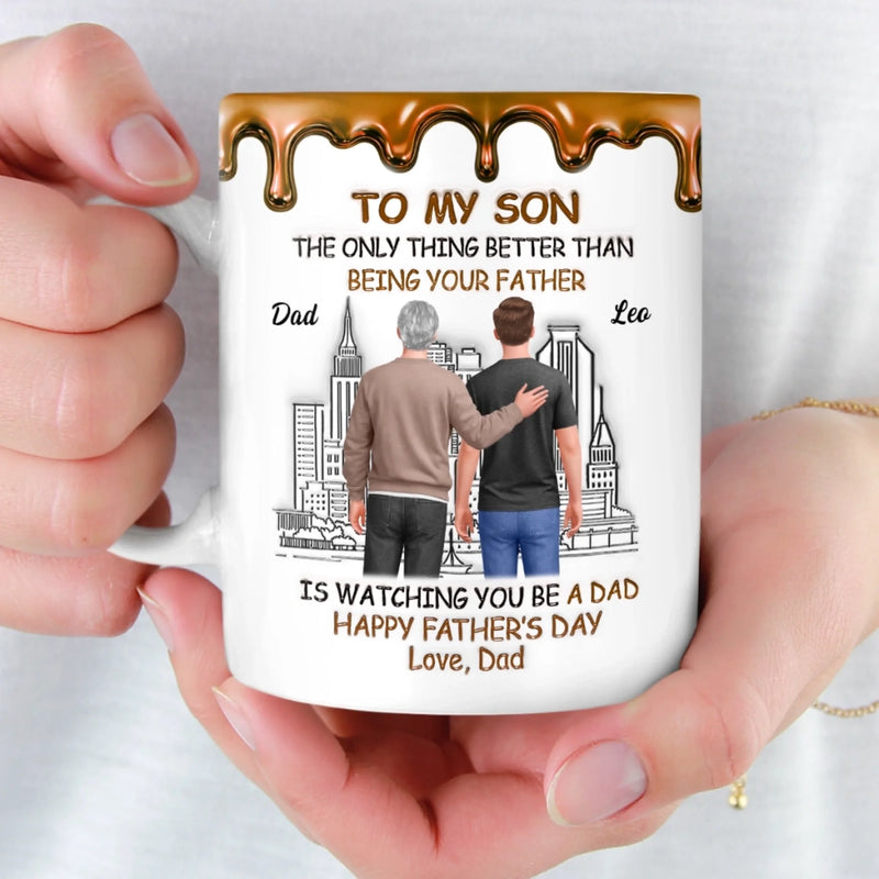Custom 3D Inflated Effect Printed Mug - Personalized Father's Day Birthday Gifts For Son, Dad, Mom - Fatherhood Looks Good On You