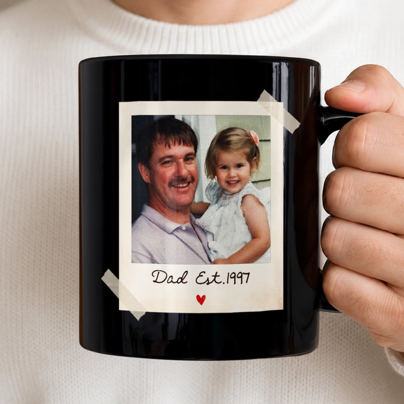 Custom Photo Black Mug - Personalized Father's Day Birthday Gifts For Dad, Grandpa - Built By Dad’s Love