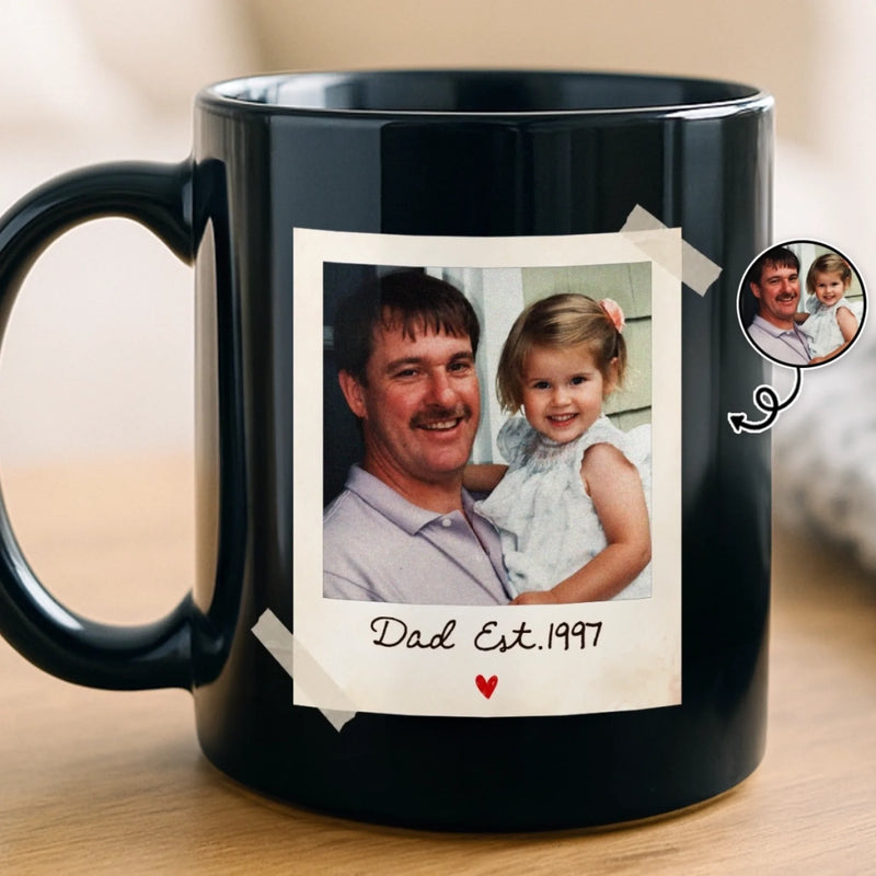 Custom Photo Black Mug - Personalized Father's Day Birthday Gifts For Dad, Grandpa - Built By Dad’s Love