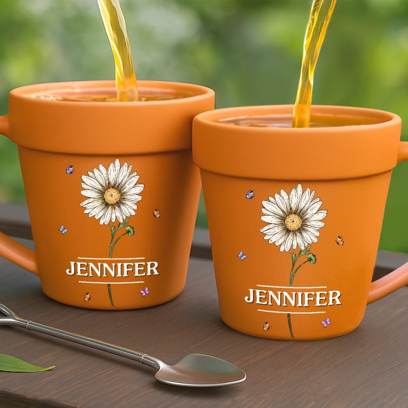 Custom Plant Pot Ceramic Mug - Personalized Birthday Garden Gifts For Gardeners - Daily Dose Of Sunshine