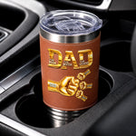Custom Printed Leather Tumbler - Personalized Father's Day Birthday Gifts For Dad, Grandpa - Dad Is Our Everyday Hero