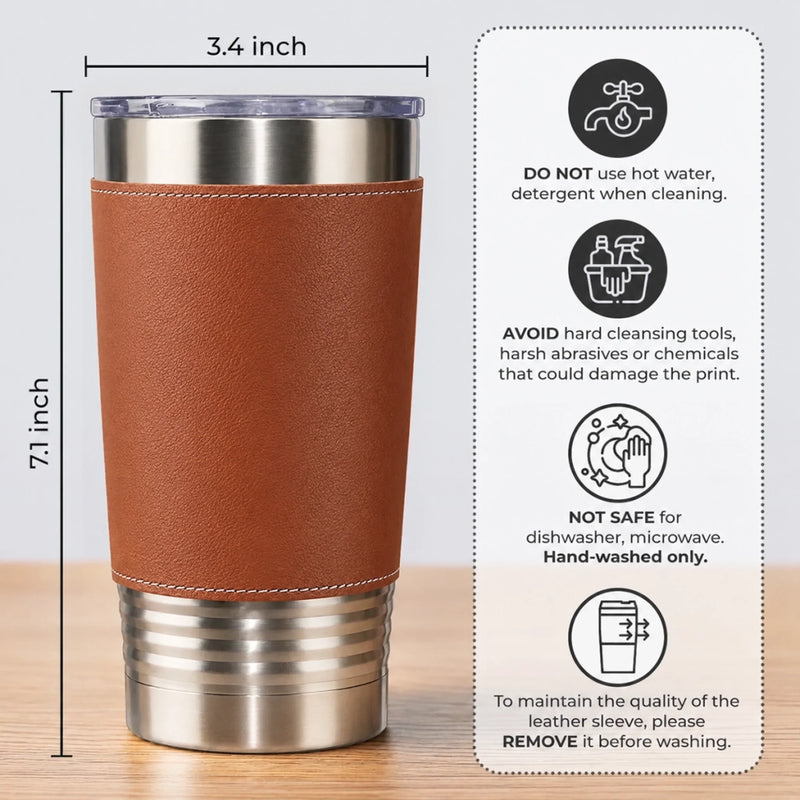 Custom Printed Leather Tumbler - Personalized Father's Day Birthday Gifts For Dad, Grandpa - Dad Is Our Everyday Hero