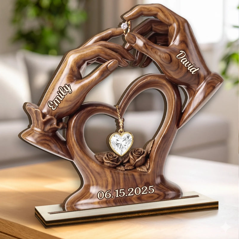 Custom 2-Layered Wooden Plaque - Personalized Anniversary Wedding Gifts For Husband And Wife, Him And Her - Sparkling With Love