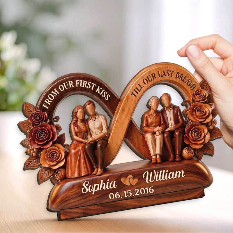 Custom 2-Layered Wooden Plaque - Personalized Anniversary Wedding Gifts For Husband And Wife, Him And Her - Growing Old With You